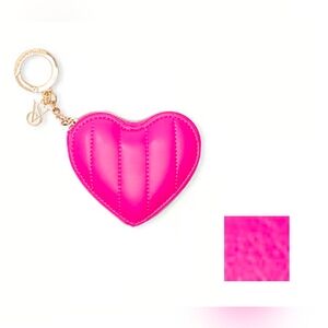🆕VICTORIA'S SECRET Quilted Heart Coin Pouch Keychain/Charm